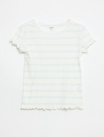 Pyjamaset top + short van ribkatoen