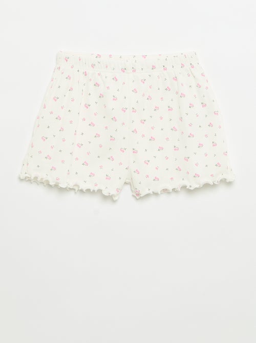 Pyjamaset van geribd katoen met top en short - Kiabi