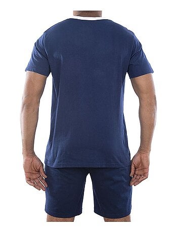 Pyjamaset voor heren (kort model), t-shirt met vintage henley-kraag