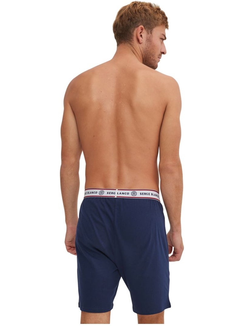 Pyjamaset voor heren van katoen met korte mouwen en t-shirt met ronde hals. Blauw - Kiabi