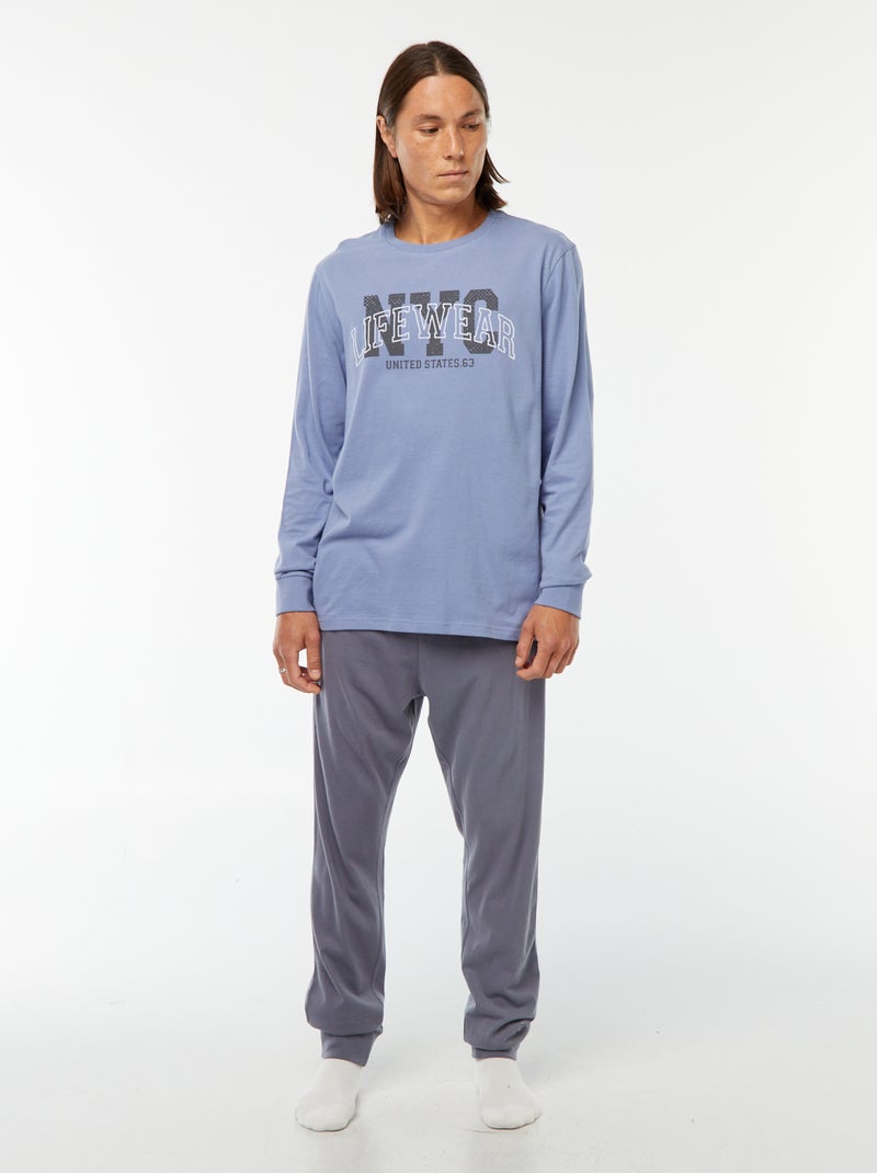 Pyjamasetje - Lange broek + T-shirt - 2-delig Blauw - Kiabi