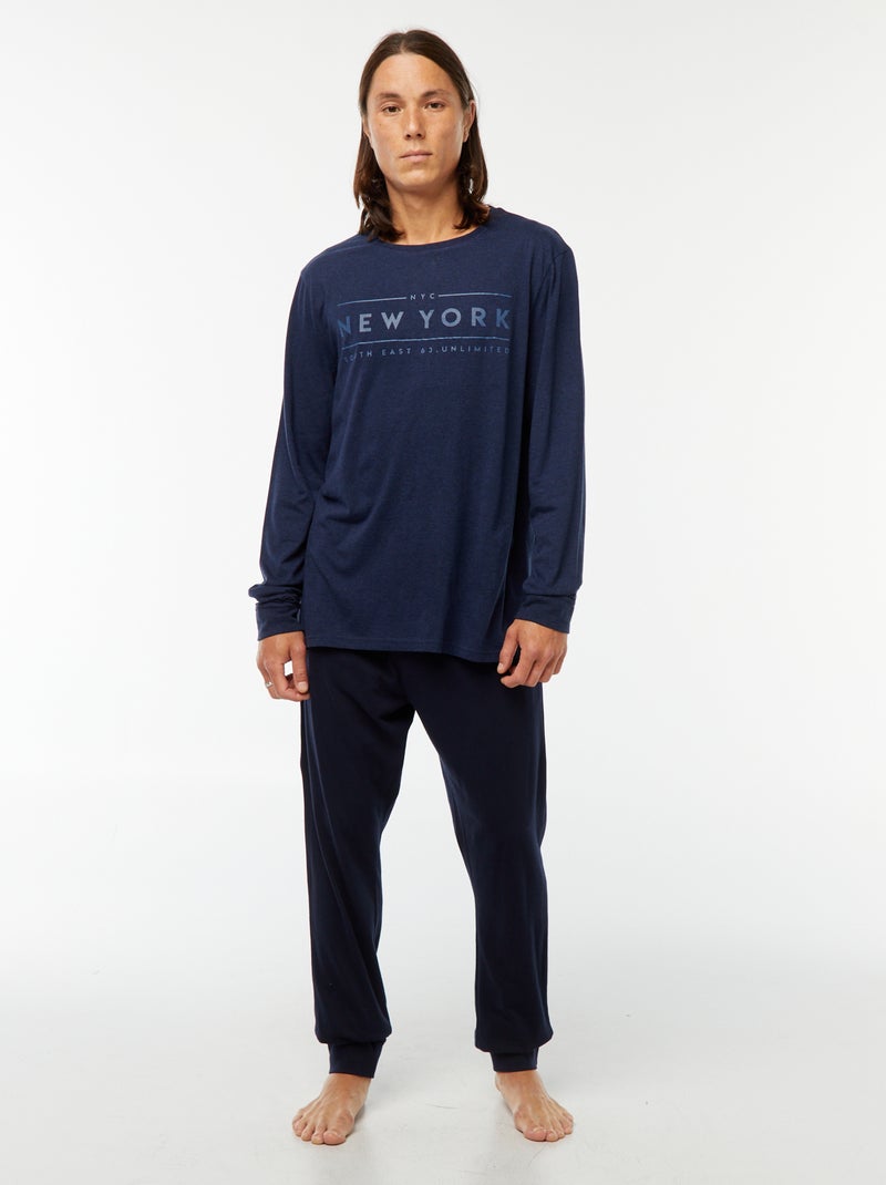 Pyjamasetje - Lange broek + T-shirt - 2-delig Blauw - Kiabi