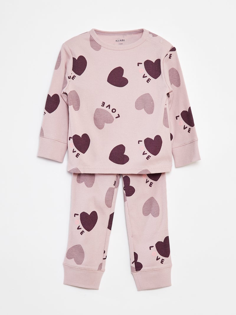 Pyjamasetje - T-shirt + broek - 2-delig Paars - Kiabi