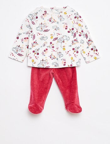 Pyjamasetje - T-shirt + broek van fleece - 2-delig