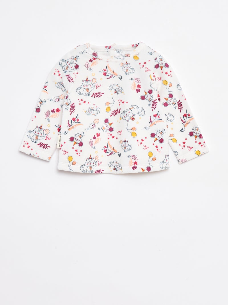Pyjamasetje - T-shirt + broek van fleece - 2-delig Biege - Kiabi