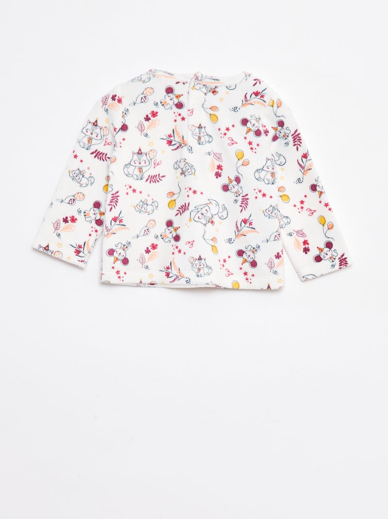 Pyjamasetje - T-shirt + broek van fleece - 2-delig Biege - Kiabi