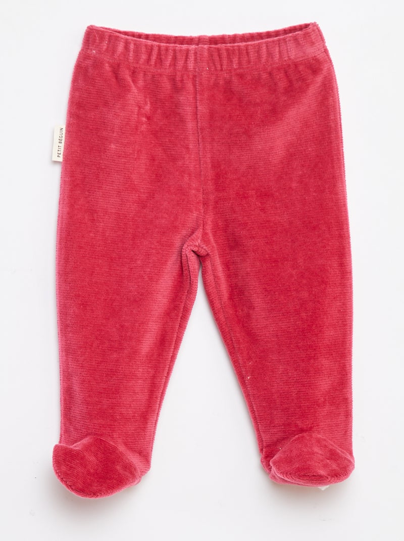Pyjamasetje - T-shirt + broek van fleece - 2-delig Biege - Kiabi