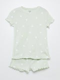 Pyjamasetje - T-shirt + short met print en golvend boordje - 2-delig GROEN - Kiabi