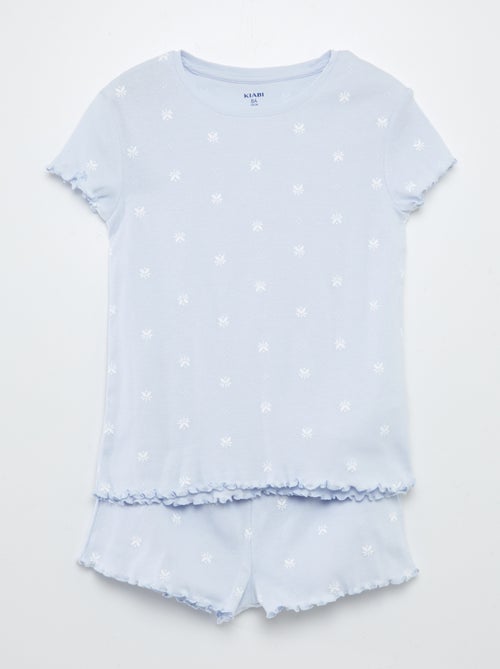 Pyjamasetje - T-shirt + short met print en golvend boordje - 2-delig - Kiabi