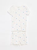 Pyjamasetje - T-shirt + short met print en golvend boordje - 2-delig WIT - Kiabi