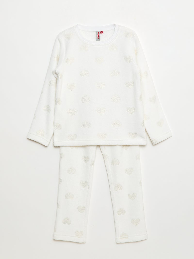 Pyjamasetje - T-shirt + short van fleece - 2-delig Wit - Kiabi