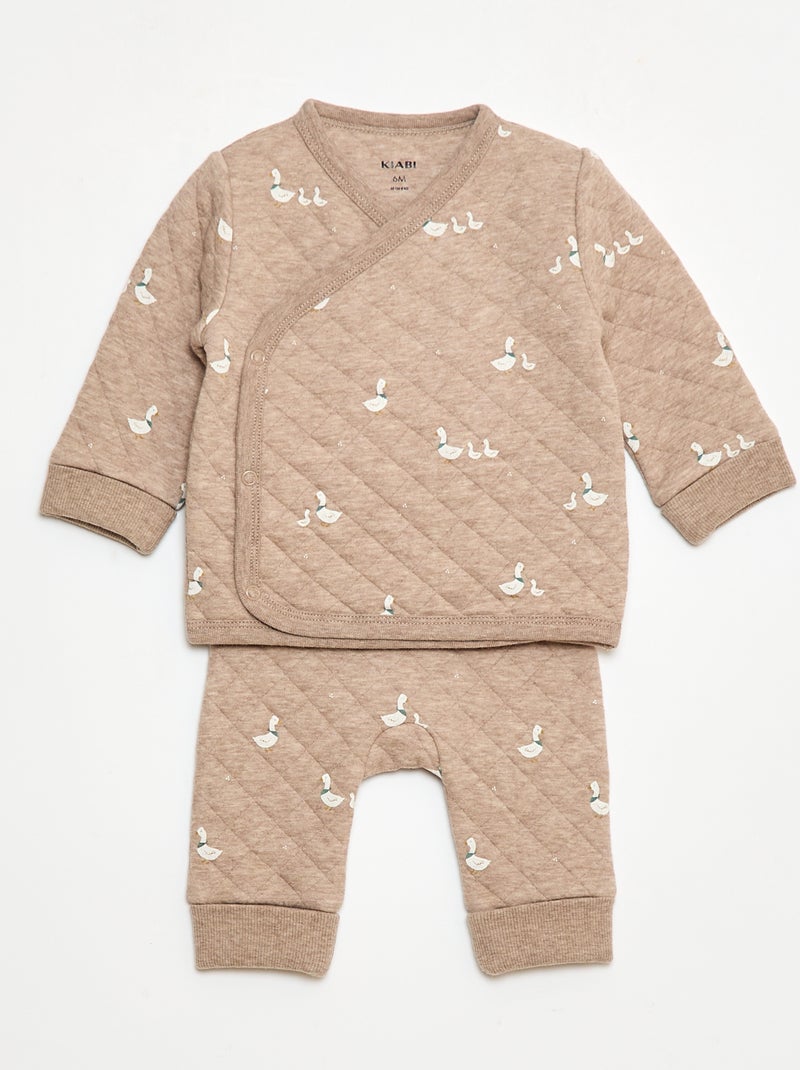 Pyjamasetje van katoenen jersey Biege - Kiabi