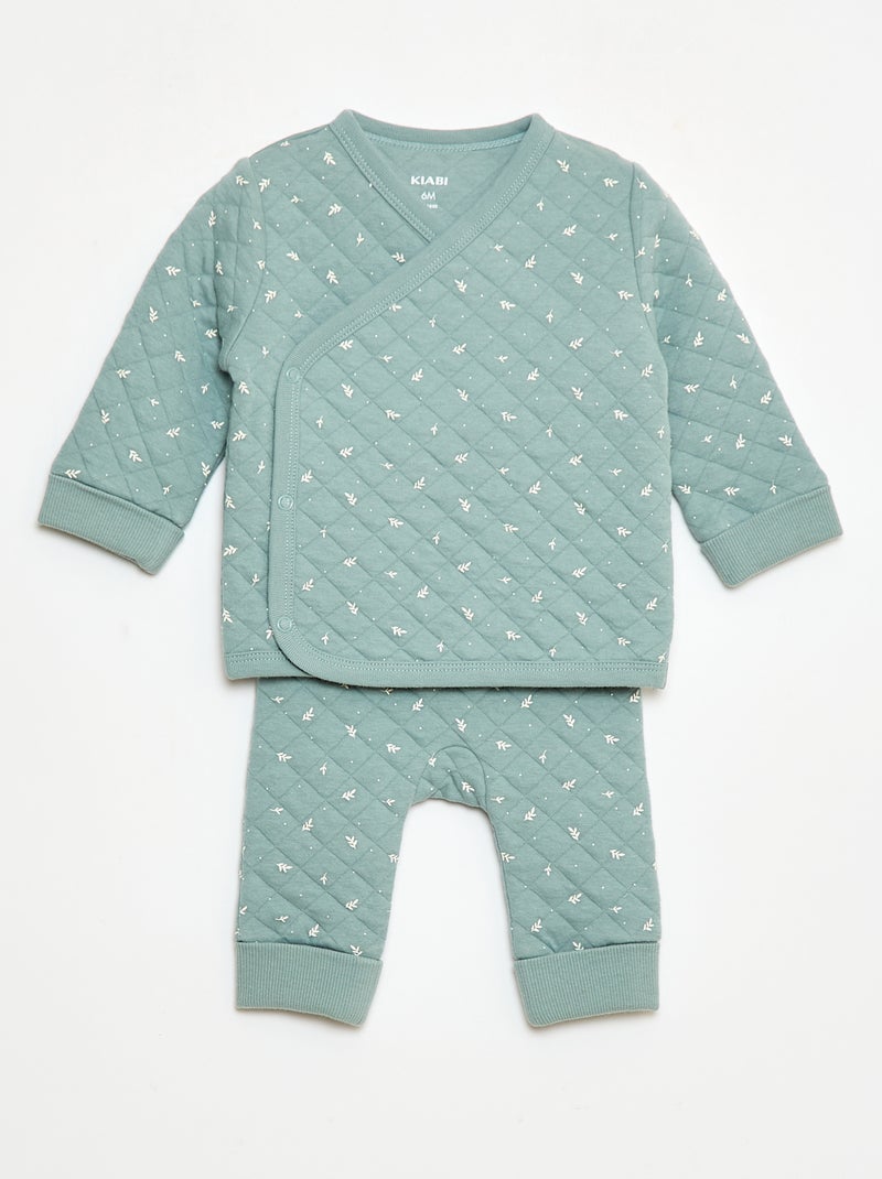 Pyjamasetje van katoenen jersey Groen - Kiabi