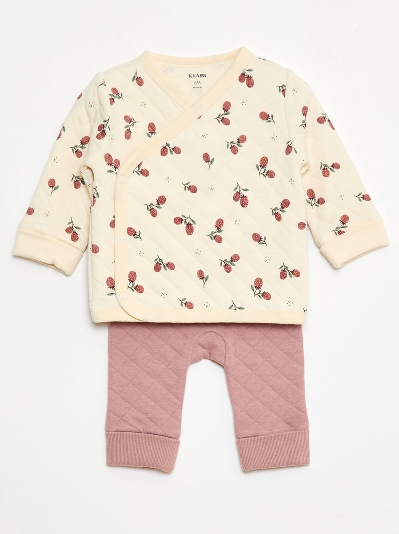 Pyjamasetje van katoenen jersey Wit - Kiabi