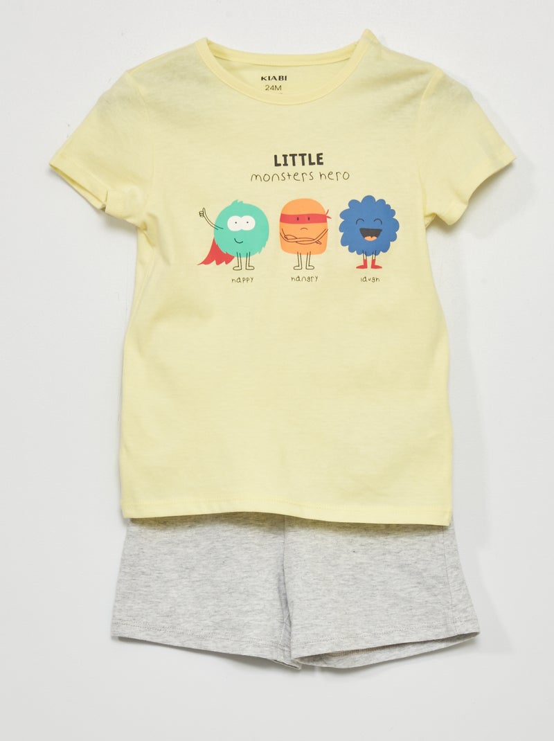 Pyjamashirt + -short - 2-delig GEEL - Kiabi
