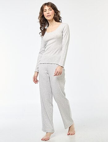 Pyjamashirt van ribstof