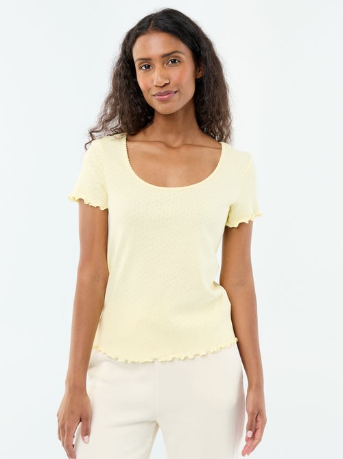 Pyjamashirt van tricot met fijn ajourmotiefje - Kiabi