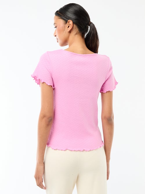 Pyjamashirt van tricot met fijn ajourmotiefje - Kiabi