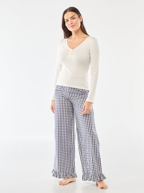 Pyjamashirt van tricot met fijn ajourmotiefje - Kiabi Pyjamashirt van tricot met fijn ajourmotiefje - Kiabi