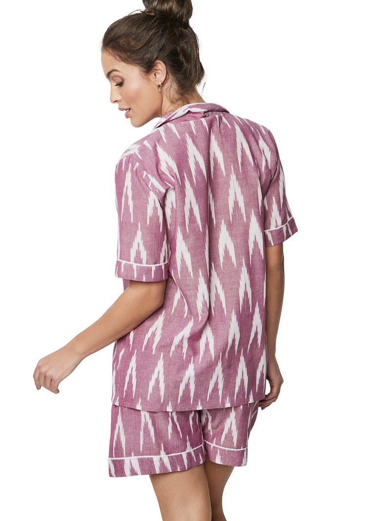 Pyjamashort met slipe mouwen homewear p101 Paars - Kiabi