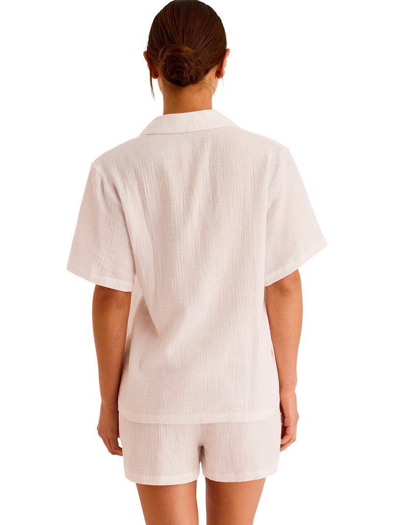 Pyjamashort met slipe mouwen HOMEWEAR P119 Wit - Kiabi