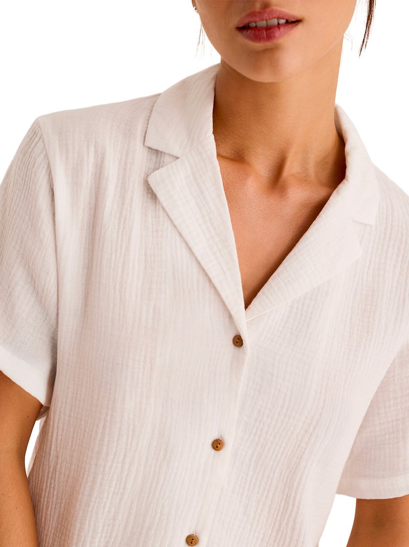 Pyjamashort met slipe mouwen HOMEWEAR P119 Wit - Kiabi