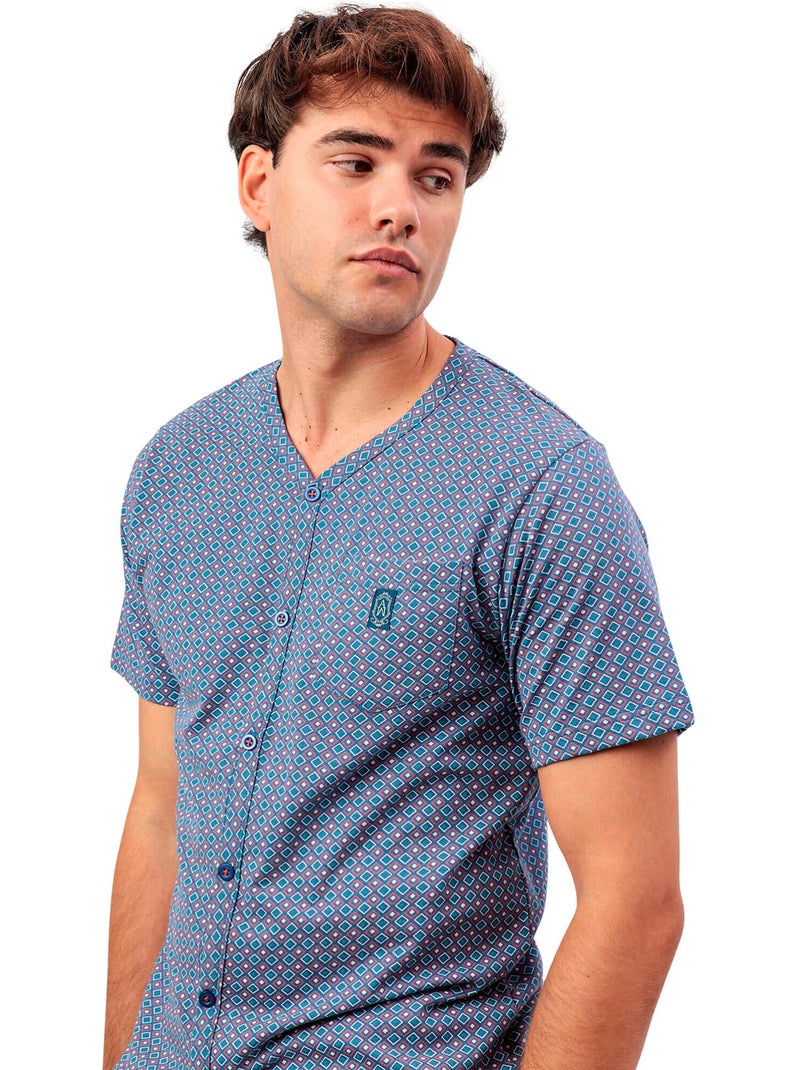 Pyjamashort met slipe mouwen sterling Blauw - Kiabi