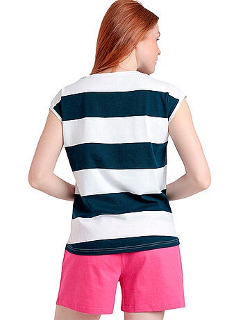 Pyjamashort t-shirt barbie stripes