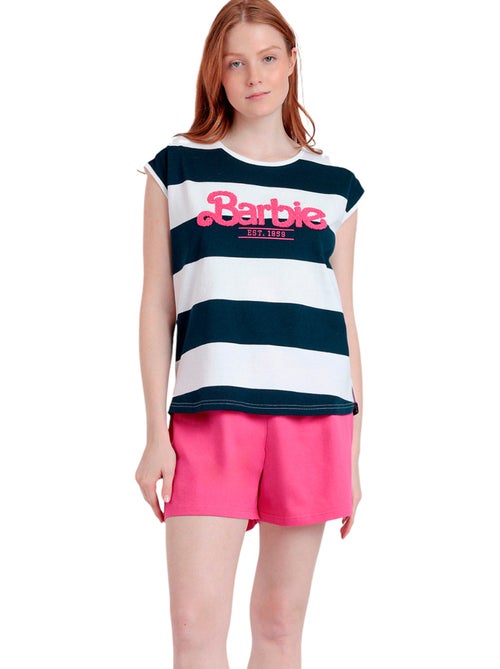 Pyjamashort t-shirt barbie stripes - Kiabi Pyjamashort t-shirt barbie stripes - Kiabi