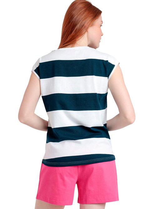 Pyjamashort t-shirt barbie stripes - Kiabi Pyjamashort t-shirt barbie stripes - Kiabi
