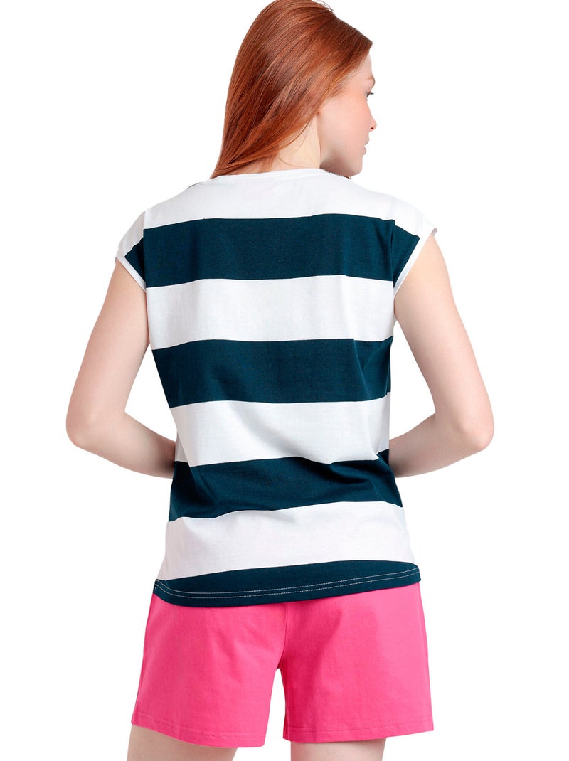 Pyjamashort t-shirt barbie stripes Marineblauw - Kiabi