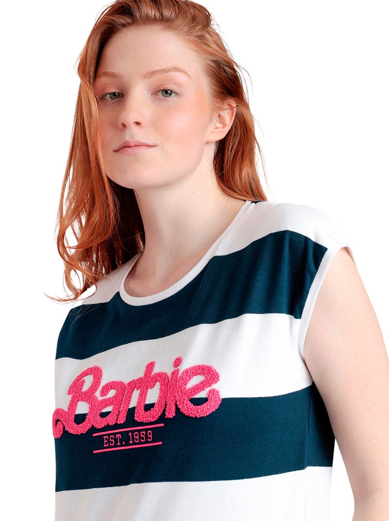 Pyjamashort t-shirt barbie stripes Marineblauw - Kiabi