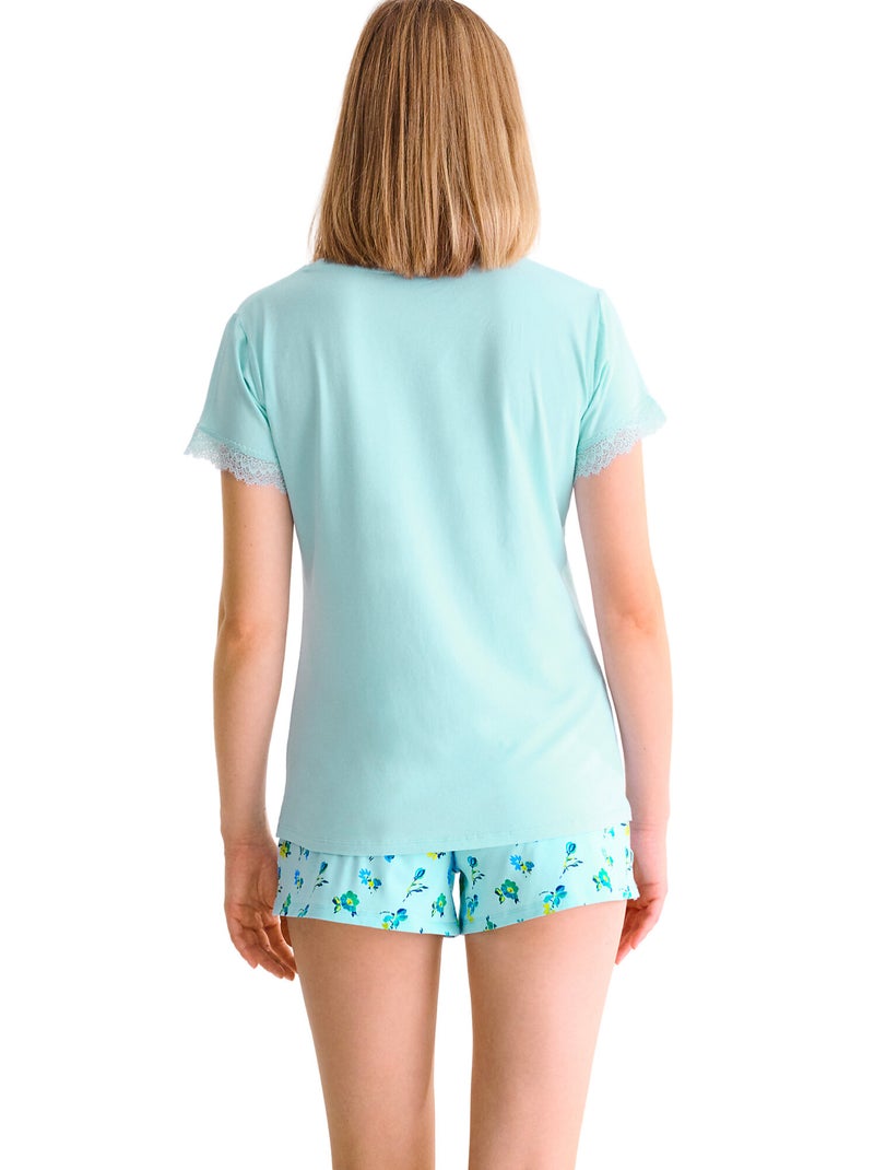 Pyjamashort t-shirt BLOOMY Blauw - Kiabi
