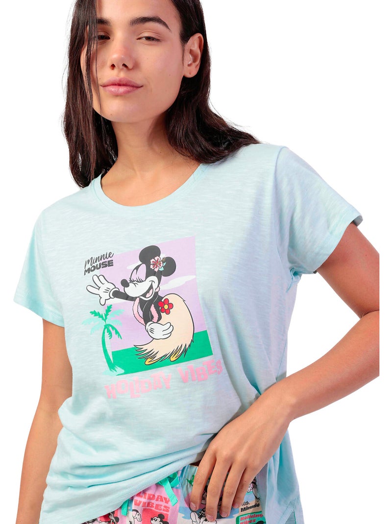 Pyjamashort t-shirt holiday vibes disney Blauw - Kiabi
