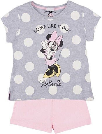 Pyjamashort t-shirt minnie dots disney grijs