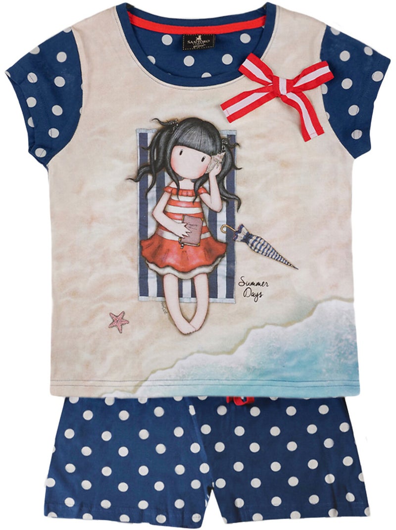 Pyjamashort t-shirt summer days santoro navy Marineblauw - Kiabi