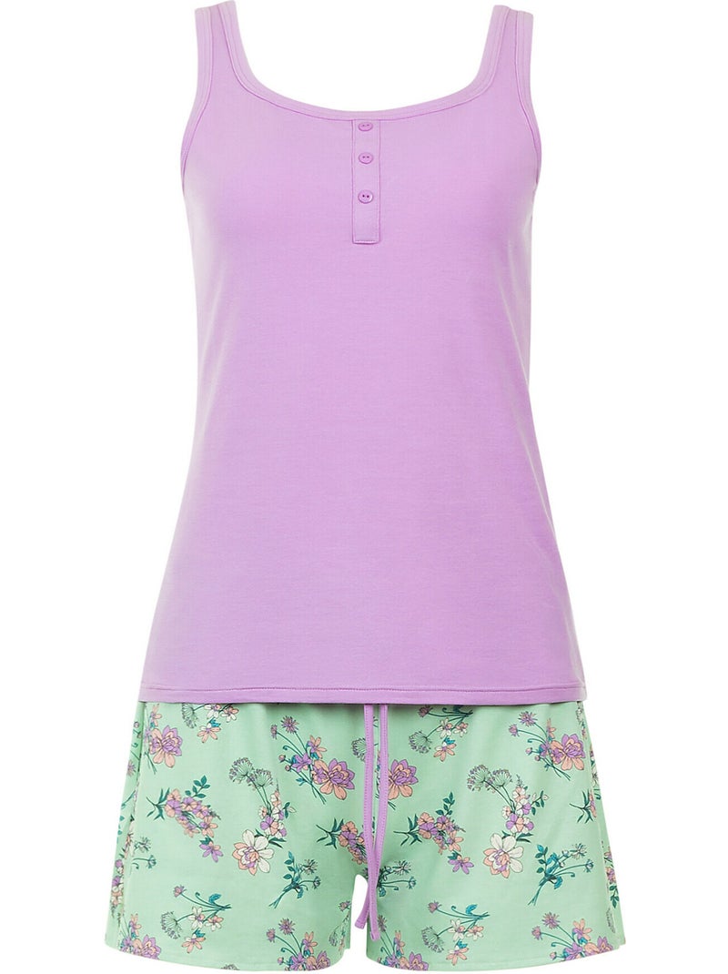 Pyjamashort tank top Posh Groen - Kiabi