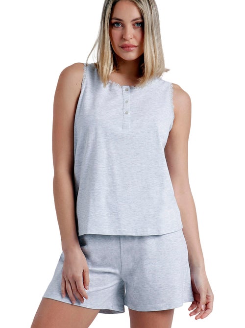 Pyjamashort tanktop romantic grey - Kiabi