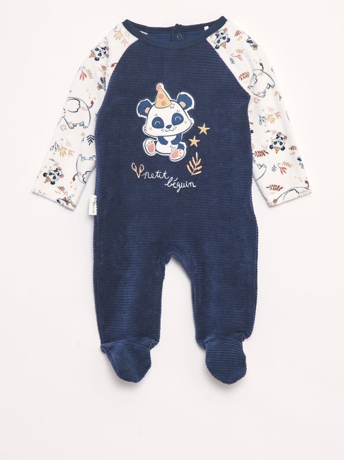 Pyjama/slaappakje van corduroy met voetjes - Kiabi