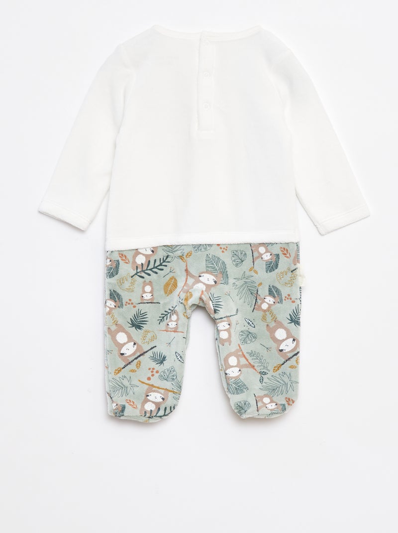 Pyjama/slaappakje van velours met 2-in-1-effect en voetjes Biege - Kiabi