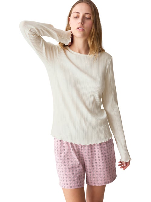 Pyjamatop met lange mouwen versatile rib - Kiabi Pyjamatop met lange mouwen versatile rib - Kiabi