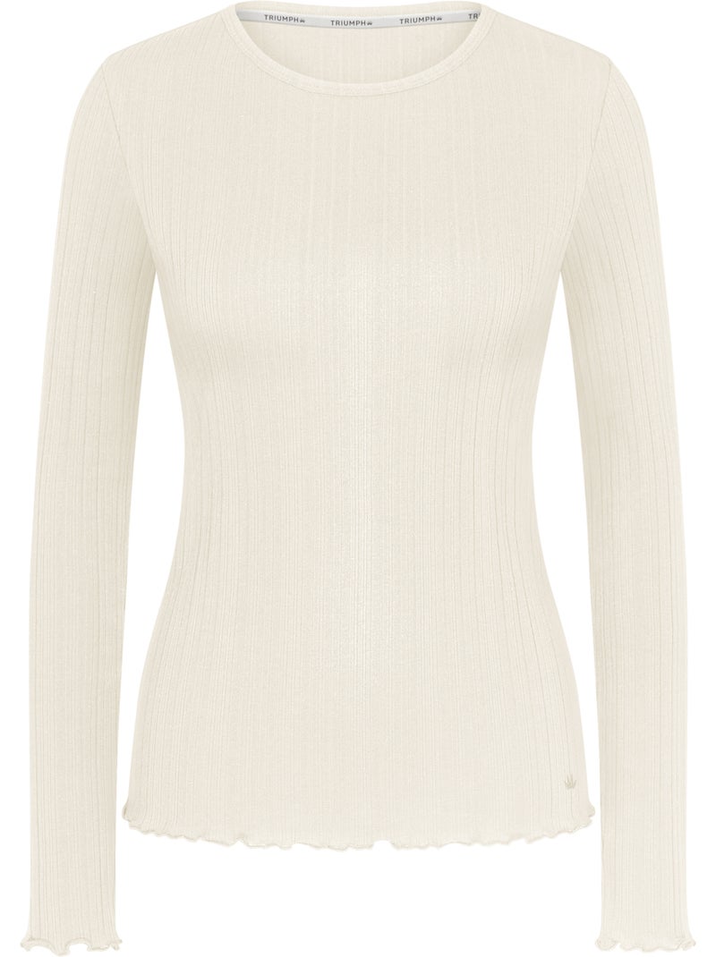 Pyjamatop met lange mouwen versatile rib Ecru - Kiabi
