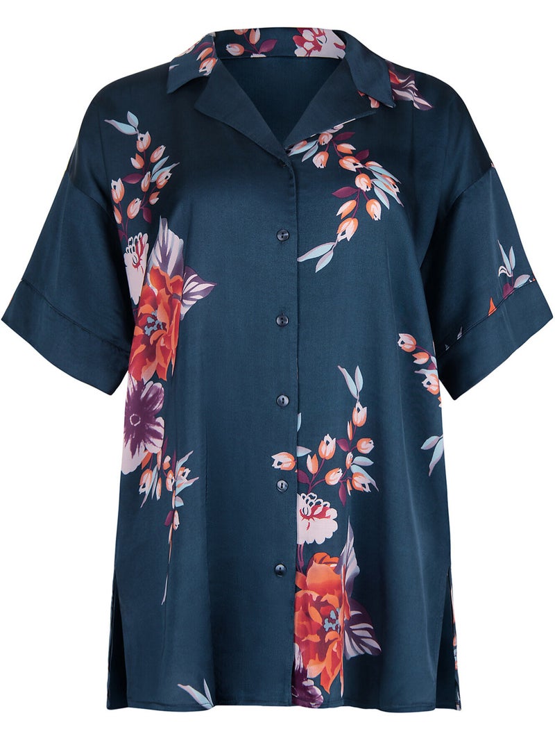 Pyjamatop met slipe mouwen amaryllis Blauw - Kiabi