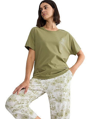Pyjamatop met slipe mouwen mix and match