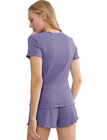 Pyjamatop met slipe mouwen mix match
