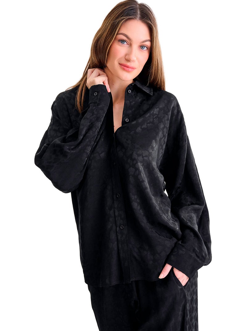 Pyjamatop shirt met lange mouwen talena Zwart - Kiabi
