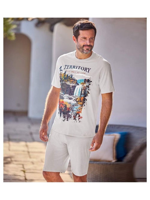 Pyjashort Col Rond Nature Authentique - ATLAS FOR MEN - Kiabi Pyjashort Col Rond Nature Authentique - ATLAS FOR MEN - Kiabi