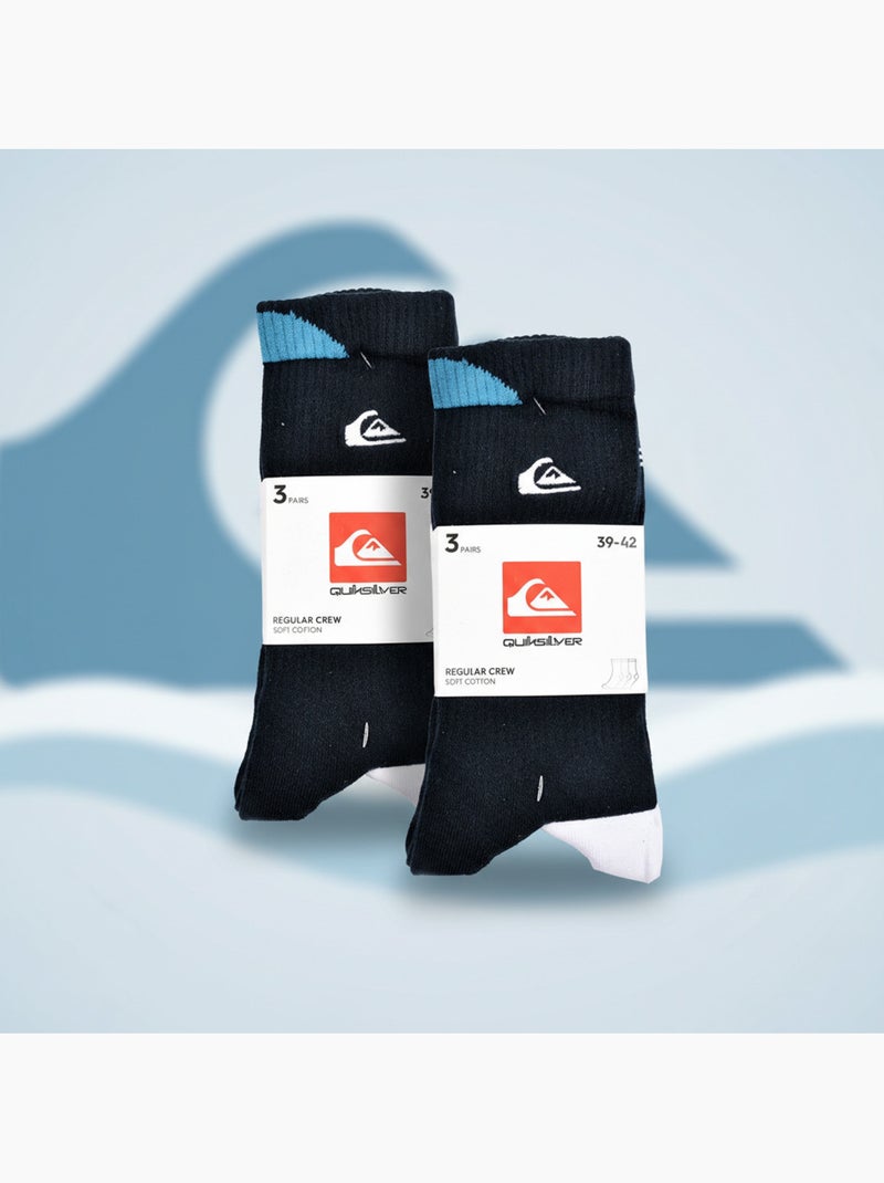 Quiksilver Heren Sokken Set - 6 Paar Regular Crew Grijs Zwart Wit - Kiabi