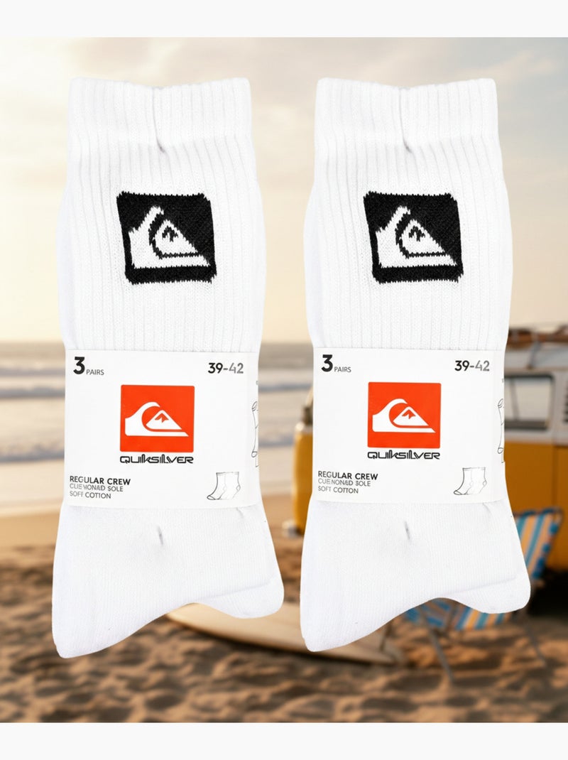Quiksilver Heren Sokken Set van 6 Crew Sport Cushioned Wit - Kiabi