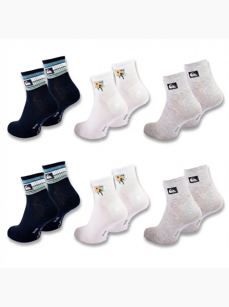 Quiksilver Herenokken Quarter Set 6 Paar Sport Marineblauw - Kiabi